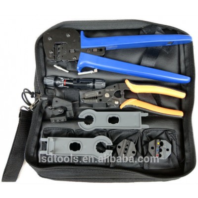 A-K2546B-5 MC4 solar crimping tool kits for 2.5mm2/4mm2/6mm2 solar cable, with Crimping/Stripping tools.